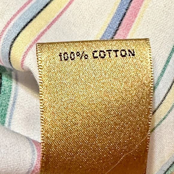 Taylor Gold Label Button Up Shirt Size 10 V Neck Top Colorful Striped 3/4 Sleeve - Picture 12 of 13